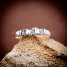 แหวนพลอยสีน้ำทะเล อความารีน แหวนเงินแท้ พลอยสีฟ้า เม็ดสี่เหลี่ยม แหวนขนาดเล็ก