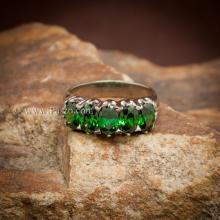 แหวนมรกต แหวนพลอยสีเขียว แหวนแถว แหวนเงินแท้ ฝังพลอย5เม็ด