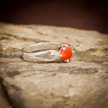 แหวนพลอยสีส้ม แหวนโกเมน แหวนเงินแท้ #5