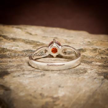 แหวนพลอยสีส้ม แหวนโกเมน แหวนเงินแท้ #6