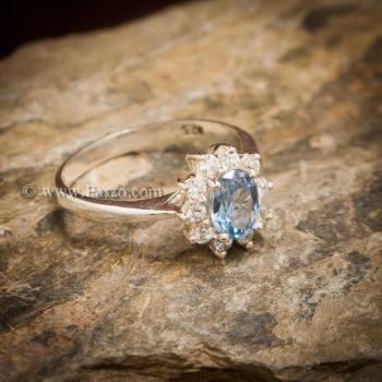 แหวนอความารีน แหวนพลอยสีน้ำทะเล แหวนเงินแท้ #3