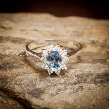 แหวนอความารีน แหวนพลอยสีน้ำทะเล แหวนเงินแท้ #4