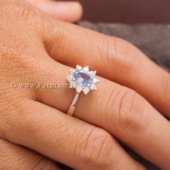 แหวนอความารีน แหวนพลอยสีน้ำทะเล แหวนเงินแท้ #1