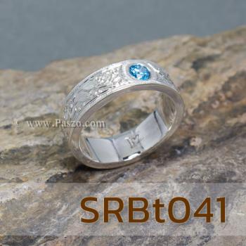 แหวนลายไทย แหวนพลอยสีฟ้า แกะสลักลายไทย #3