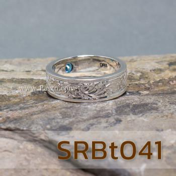 แหวนลายไทย แหวนพลอยสีฟ้า แกะสลักลายไทย #5