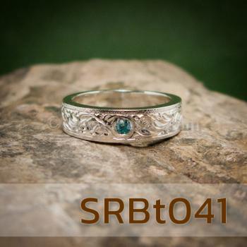 แหวนลายไทย แหวนพลอยสีฟ้า แกะสลักลายไทย #6