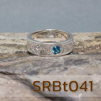 แหวนลายไทย แหวนพลอยสีฟ้า แกะสลักลายไทย #7