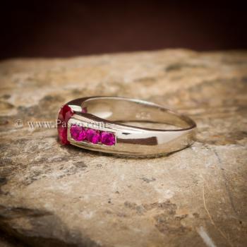แหวนทับทิม พลอยสีแดง 7เม็ด #2