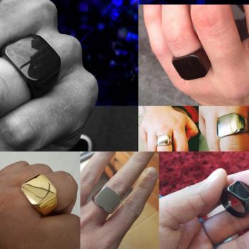 แหวนสี่เหลี่ยมหน้าเรียบ ชุบรมดำ แหวนผู้ชาย #6