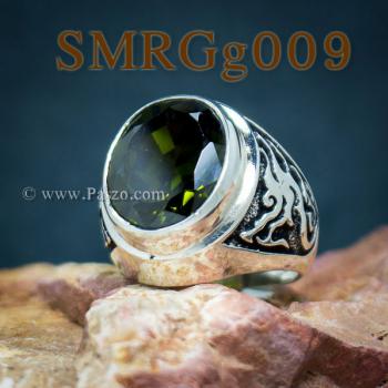 แหวนมังกร แหวนพลอยเขียวส่อง แหวนผู้ชายเงินแท้ #5