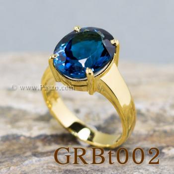 แหวนพลอยสีฟ้า แหวนทอง90 บูลโทพาซ #4