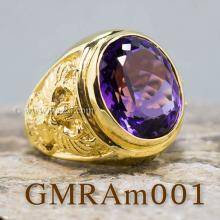 แหวนพญาครุฑ แหวนทอง90 ฝังพลอยสีม่วง แหวนพลอยสีม่วง อะเมทีส แหวนผู้ชายทองแท้