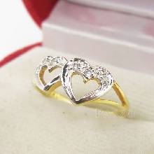 แหวนเพชร รูปหัวใจ แหวนทอง5 ไมครอน รูปหัวใจ ฝังเพชร เบอร์แหวน50