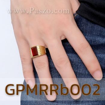 แหวนผู้ชาย พลอยทับทิม แหวนทองชุบ #3