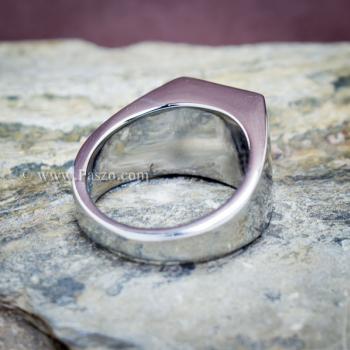 แหวนผู้ชาย พลอยสีฟ้า แหวนสแตนเลส #6