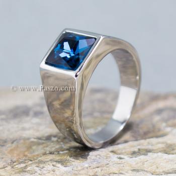 แหวนผู้ชาย แหวนสแตนเลส แหวนพลอยสีฟ้า #3