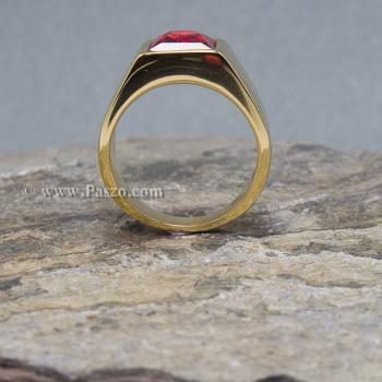แหวนพลอยสีแดง แหวนผู้ชาย แหวนทองชุบ #6