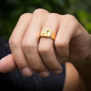 แหวนพลอยสีเหลือง บุษราคัม แหวนทองชุบ #4