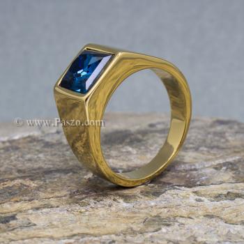 แหวนพลอยสีฟ้า ลอนดอนบลูโทพาส แหวนทองชุบ #2