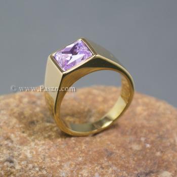 แหวนผู้ชาย ชุบทอง พลอยสีม่วง #3