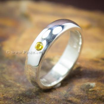 แหวนพลอยสีเหลือง แหวนกว้าง4มิล แหวนเกลี้ยง #7