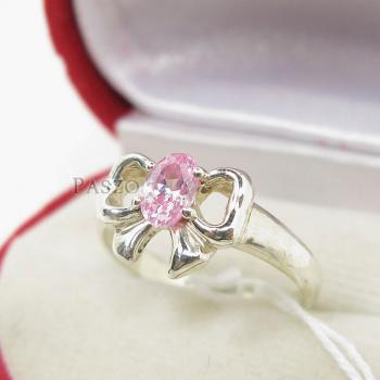 แหวนโบว์ แหวนพลอยโทพาซ สีชมพู #2