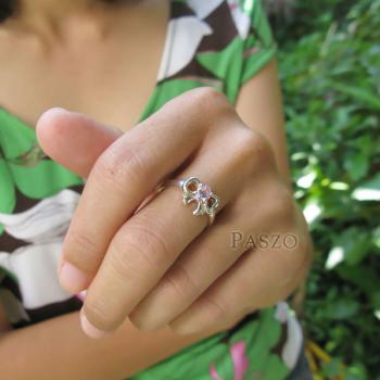 แหวนโบว์ แหวนพลอยโทพาซ สีชมพู #4