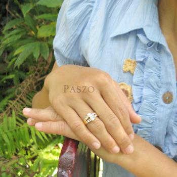 แหวนเพชร รูปหัวใจคู่ แหวนชุบทองแท้ #4