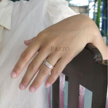แหวนเพชรเรียงสองแถว แหวนทองไมครอน ประดับเพชรน้ำงาม #3