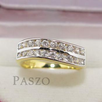 แหวนเพชรเรียงสองแถว แหวนทองไมครอน ประดับเพชรน้ำงาม #4