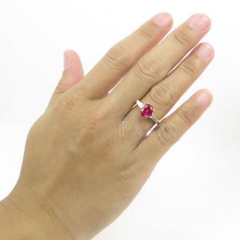 แหวนพลอยทับทิม พลอยสีแดง ประดับเพชร #4