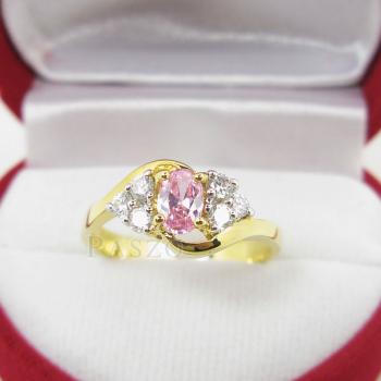 แหวนพลอยสีชมพู โทพาซสีชมพู แหวนทองชุบ #2