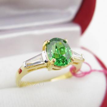 แหวนมรกต ปะดับเพชร แหวนพลอยสีเขียว #2