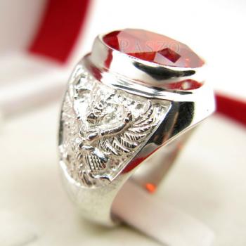 แหวนพลอยโกเมน แหวนครุฑ แหวนผู้ชายเงินแท้ #2