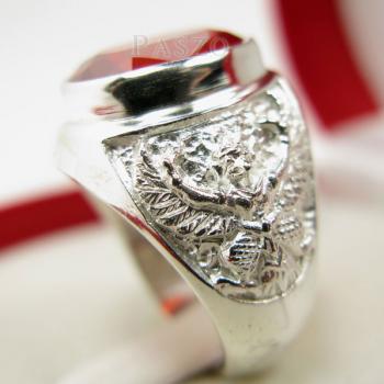 แหวนพลอยโกเมน แหวนครุฑ แหวนผู้ชายเงินแท้ #5