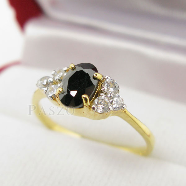แหวนทองฝังนิลแท้ ประดับเพชร น่ารัก #3