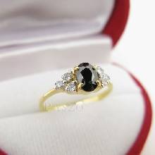แหวนทองฝังนิลแท้ ประดับเพชร น่ารัก แหวนทองไมครอน เบอร์50