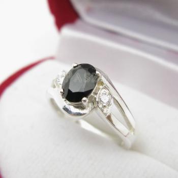 แหวนนิล พลอยสีดำ แหวนเงินฝังนิล #1