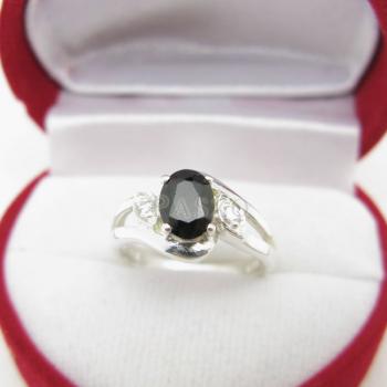 แหวนนิล พลอยสีดำ แหวนเงินฝังนิล #2