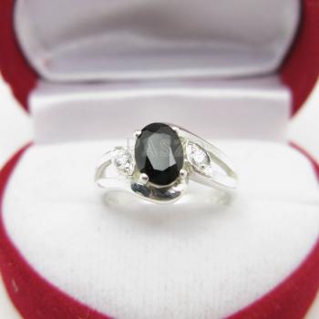แหวนนิล พลอยสีดำ แหวนเงินฝังนิล #3