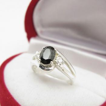 แหวนนิล พลอยสีดำ แหวนเงินฝังนิล #5