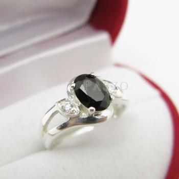 แหวนนิล พลอยสีดำ แหวนเงินฝังนิล #6