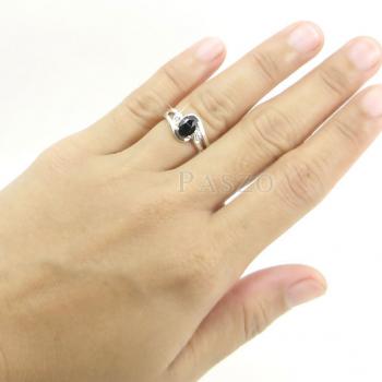 แหวนนิล พลอยสีดำ แหวนเงินฝังนิล #7