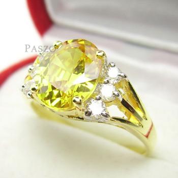 แหวนพลอยบุษราคัม แหวนพลอยสีเหลือง แหวนเคลือบทองแท้ #3