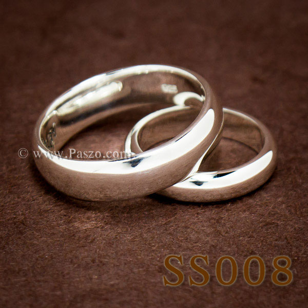 แหวนคู่รัก แหวนเงินเกลี้ยง แหวนหน้าโค้ง #4