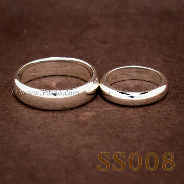 แหวนคู่รัก แหวนเงินเกลี้ยง แหวนหน้าโค้ง #2