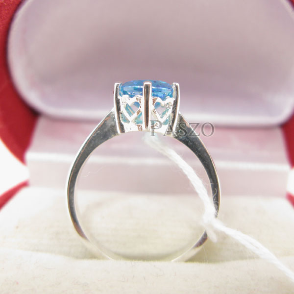 แหวนพลอยบูลโทพาซ พลอยสีฟ้า เม็ดเดี่ยว #4