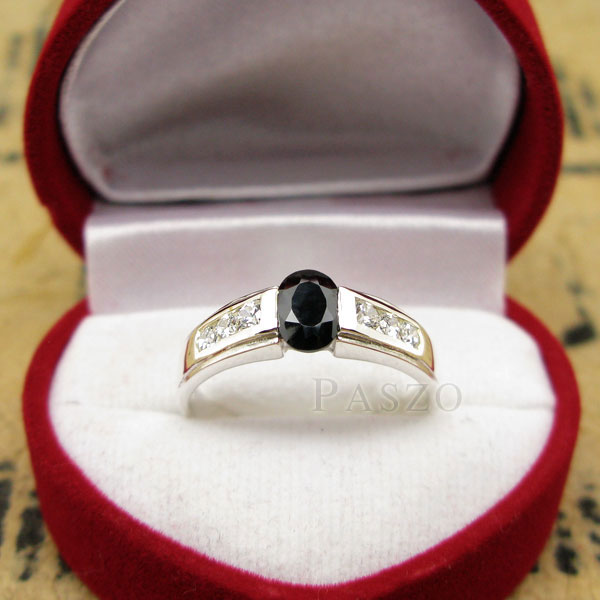 แหวนนิล แหวนพลอยสีดำ ประดับเพชร #3