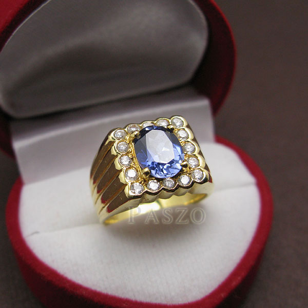 แหวนไพลินผู้ชาย แหวนทองผู้ชาย ฝังพลอยสีน้ำเงิน #5