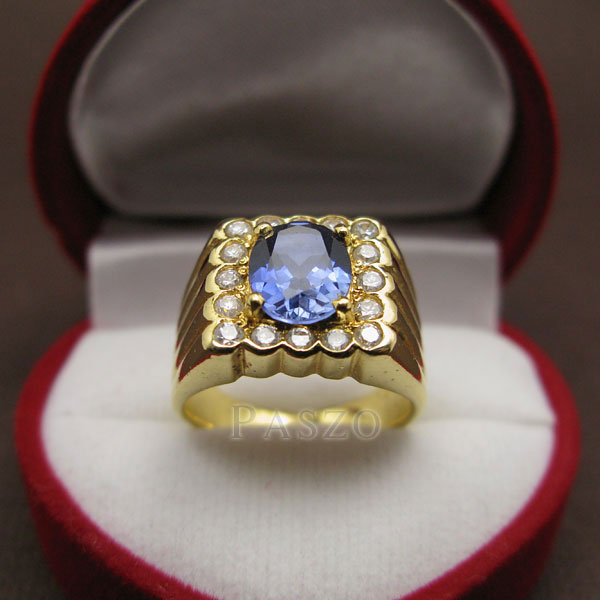 แหวนไพลินผู้ชาย แหวนทองผู้ชาย ฝังพลอยสีน้ำเงิน #6